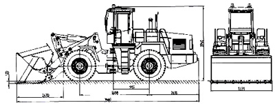 Габариты погрузчика В-190  Габариты погрузчика В-190