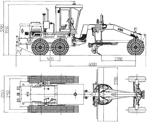 Габариты автогрейдера А-120.1